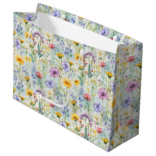 Grand Sac Cadeau Modèle floral Fleur sauvage de marguerite jaune