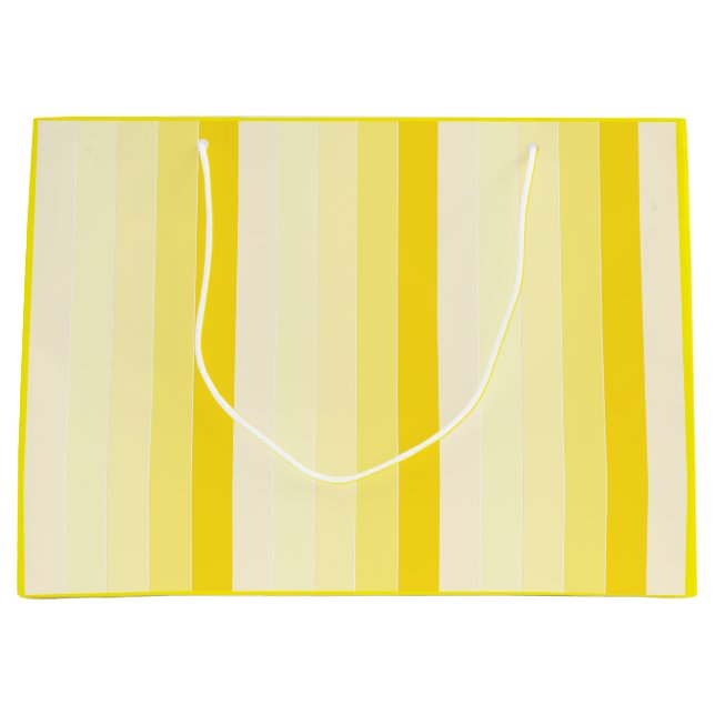Grand Sac Cadeau Modèle tendance chic jaune blanc rayé (Devant)