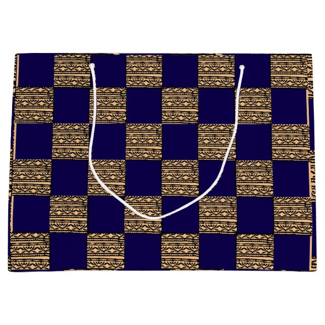 Grand Sac Cadeau Modern Checkerboard Geometric pattern (Devant)