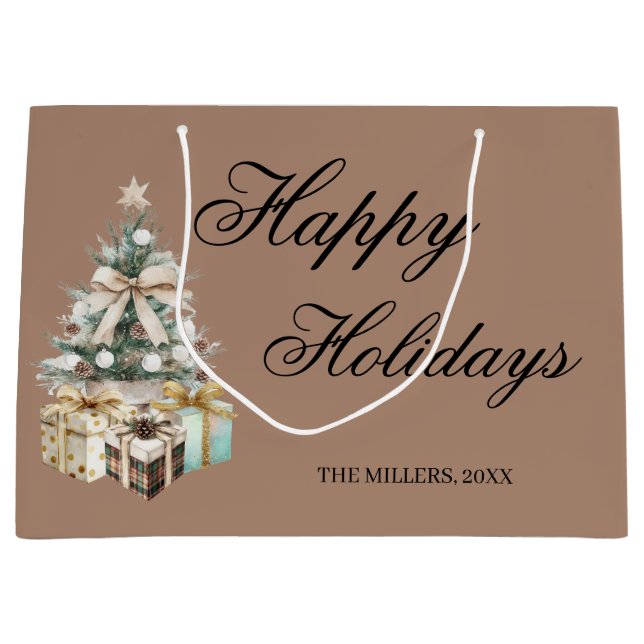 Grand Sac Cadeau Modern Christmas Tree Gift Bag (Devant)