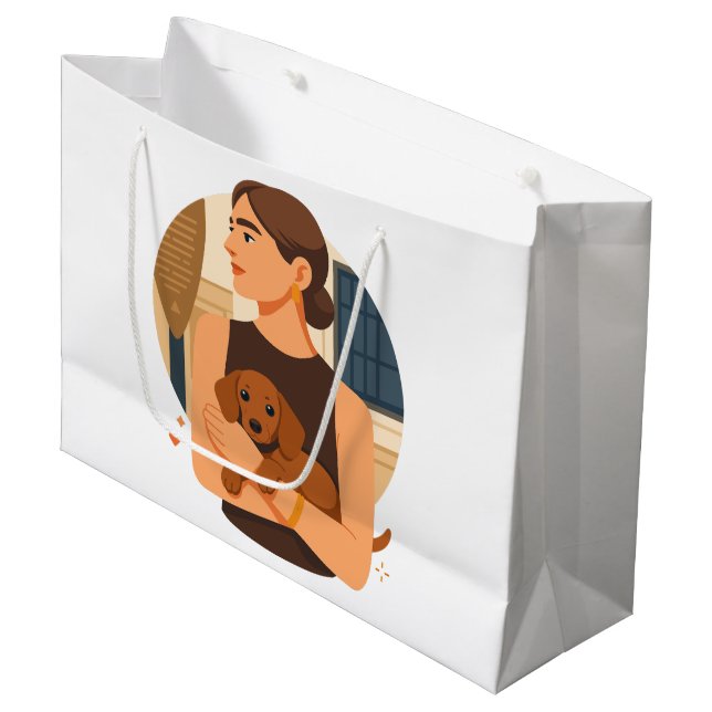 Grand Sac Cadeau Modern Dog Mom Aesthetic With Cute Puppy (Devant Angle)