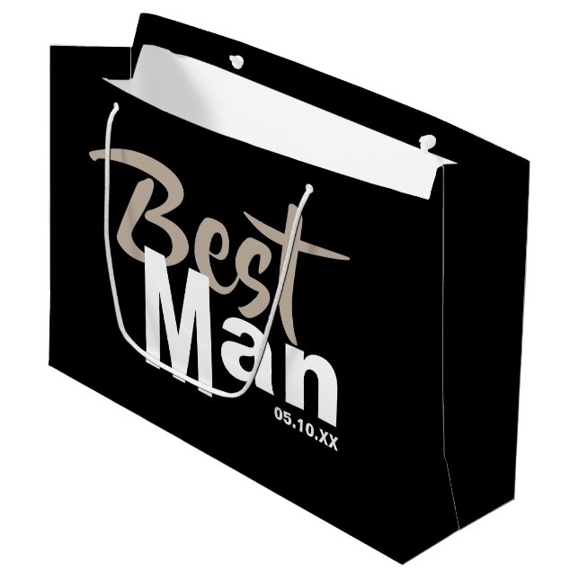 Grand sac cadeau moderne Best Man (Devant Angle)