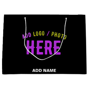 GRAND SAC CADEAU MODERNE ET MODERNE PERSONNALISABLE NOIR VÉRIFIÉ