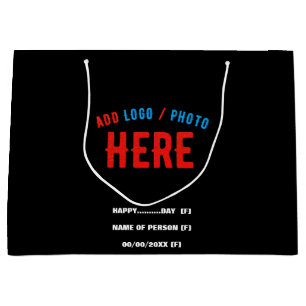 GRAND SAC CADEAU MODERNE ET MODERNE PERSONNALISABLE NOIR VÉRIFIÉ