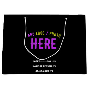 GRAND SAC CADEAU MODERNE ET MODERNE PERSONNALISABLE NOIR VÉRIFIÉ