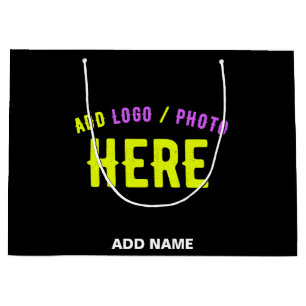 GRAND SAC CADEAU MODERNE ET MODERNE PERSONNALISABLE NOIR VÉRIFIÉ