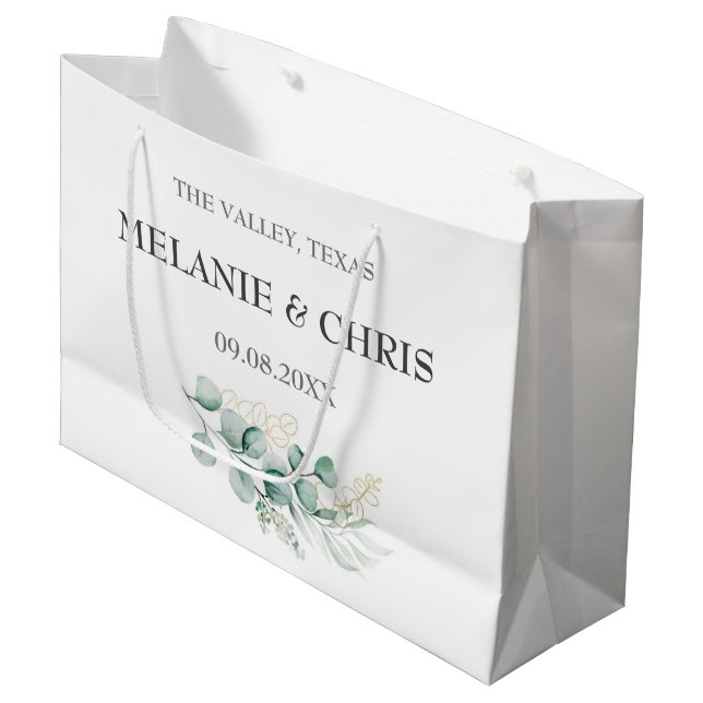 Grand Sac Cadeau Moderne Fleur Rustique Personnalisé Cadeaux Boho M (Devant Angle)