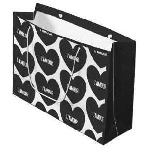 Grand Sac Cadeau Moderne L' Amour Motif de Coeur Saint-Valentin