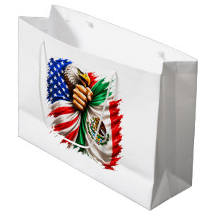 Grand Sac Cadeau Mois du patrimoine hispanique Drapeau USA Mexique