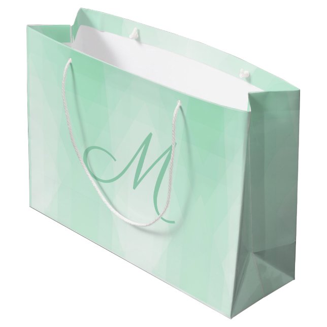 Grand Sac Cadeau Monnaie verte tendance Monogramme Modèle moderne (Dos Angle)