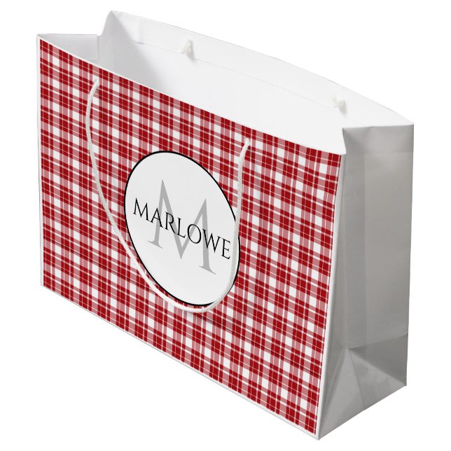 Grand Sac Cadeau Monogramme blanc rouge des chèques déposés (Dos Angle)