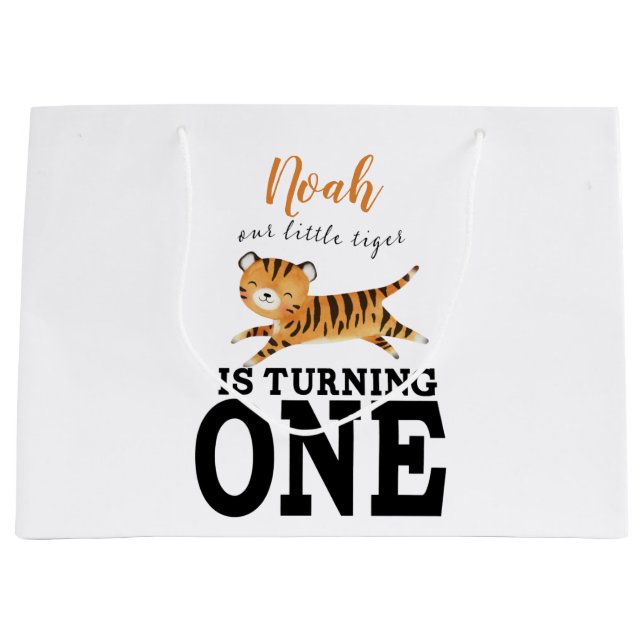 Grand Sac Cadeau Monogramme d'anniversaire personnalisé pour enfant (Devant)