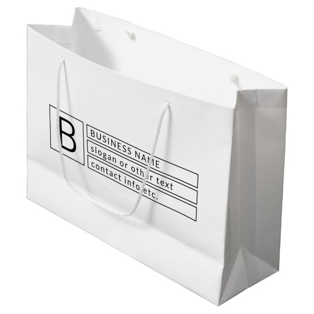 Grand Sac Cadeau Monogramme élégant & nom de l'entreprise (ou autre (Devant Angle)