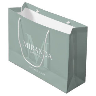 Grand Sac Cadeau Monogramme et nom de la servante d'accueil personn