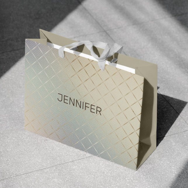 Grand Sac Cadeau Monogramme Luxueux Moderne Iridescent (Créateur téléchargé)