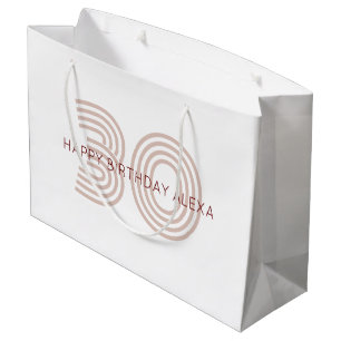 Grand Sac Cadeau Monogramme moderne beige et vin