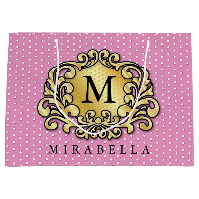 Grand Sac Cadeau Monogramme Moderne Élégant Créez le Vôtre (Devant)