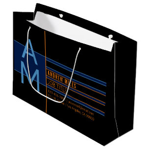 Grand Sac Cadeau Monogramme moderne et formes et couleurs modifiabl