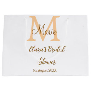 Grand Sac Cadeau monogramme orange simple moderne pour enterrement