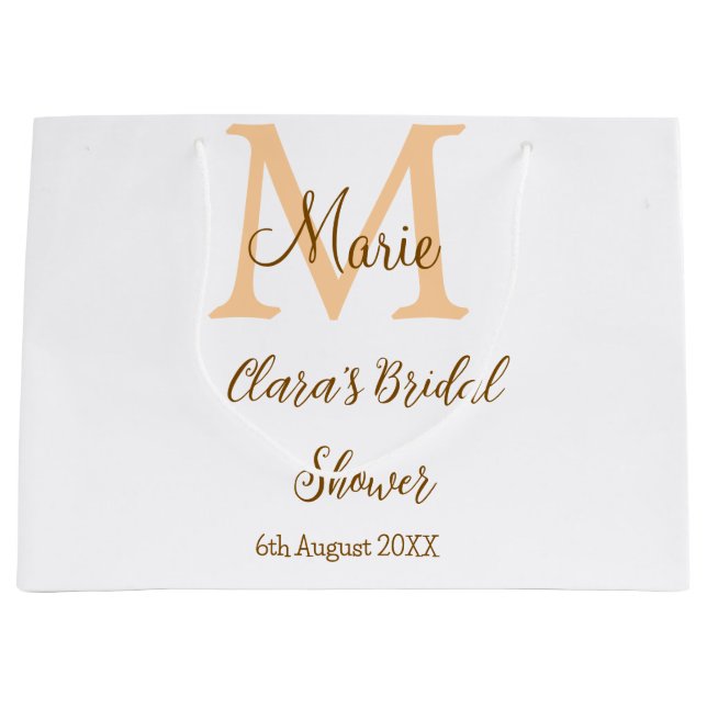 Grand Sac Cadeau monogramme orange simple moderne pour enterrement  (Devant)