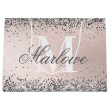 Monogramme personnalisé argenté pailleté rose blus