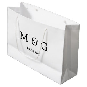 Grand Sac Cadeau Monogramme personnalisé et symbole de date d'amour
