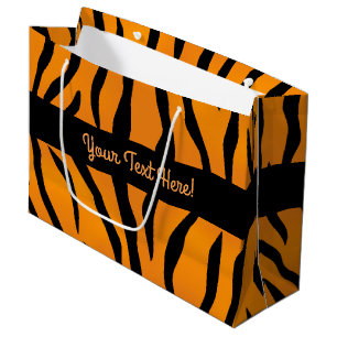 Grand Sac Cadeau Monogramme personnalisé Frappes de tigres sauvage