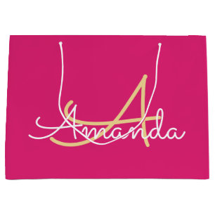 Grand Sac Cadeau Monogramme rose minimum Fête des mariées Favoriser