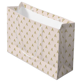 Grand Sac Cadeau Monogramme Rose Pâle Minimaliste