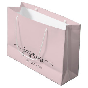 Grand Sac Cadeau Monogramme rose simple minimaliste