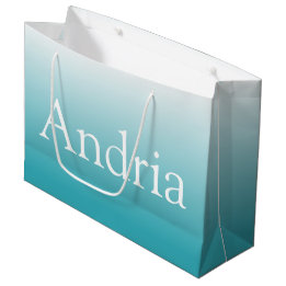 Grand Sac Cadeau Monogramme simple | Aqua Ombre