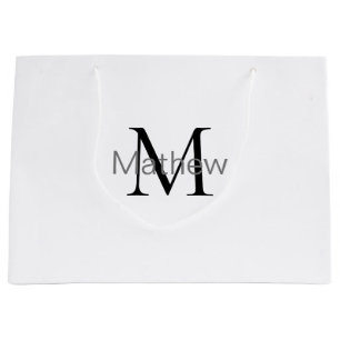 Grand Sac Cadeau monogramme simple de lettre initiale ajoutez votre