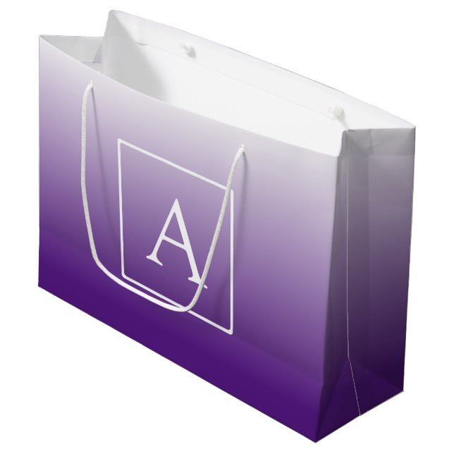 Grand Sac Cadeau Monogramme simple | Purple Ombre (Devant Angle)