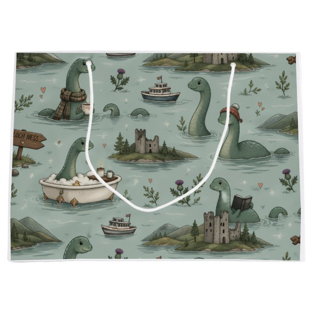 Grand Sac Cadeau Monstre du Loch Ness  (Devant)