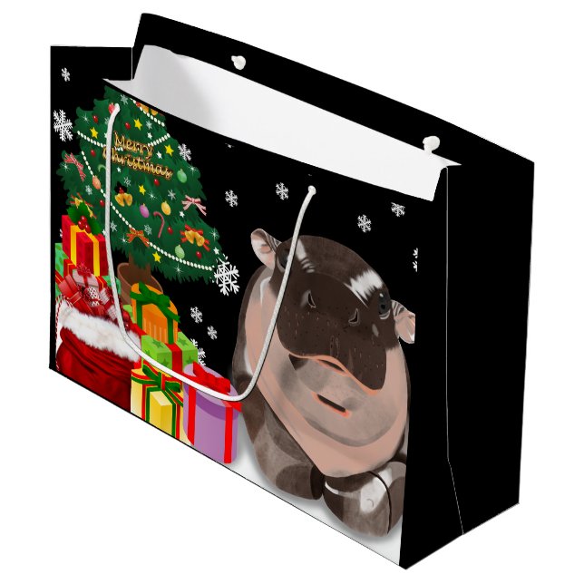 Grand Sac Cadeau Moo Deng Hippopotame (Devant Angle)