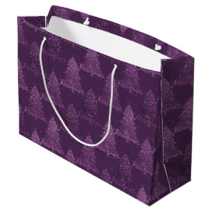 Grand Sac Cadeau Moody Tree Motif Noel profond pourpre de prune