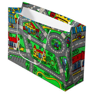 Grand Sac Cadeau Moquette de piste nostalgique Voiture Road, nostal