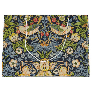 Grand Sac Cadeau Morris Voleur de Fraises Bleu Nuit Art Fin Vintage
