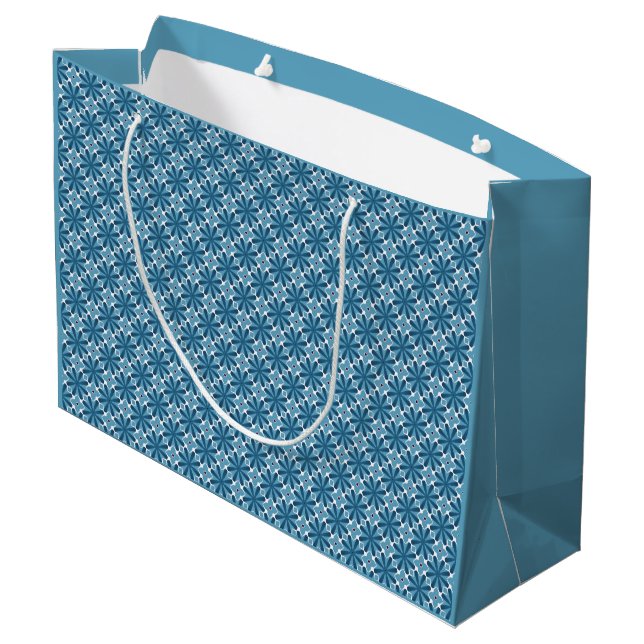 Grand Sac Cadeau Mosaïque bleue et blanche (Dos Angle)