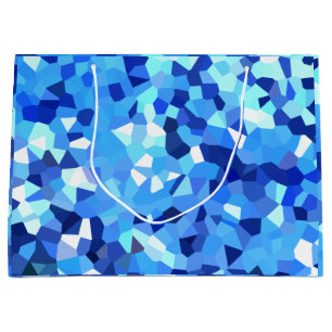 Grand Sac Cadeau Mosaïque moderne bleue et de blanc en verre