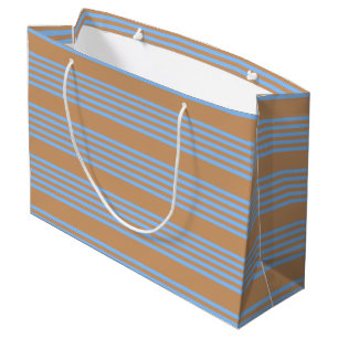Grand Sac Cadeau Motif à cinq bandes bleu et brun
