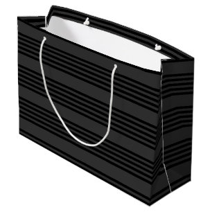 Grand Sac Cadeau Motif à cinq bandes noir et charbon de bois