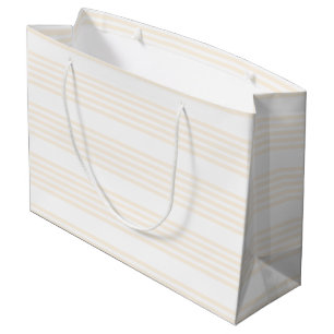 Grand Sac Cadeau Motif à cinq rayures beige et blanc