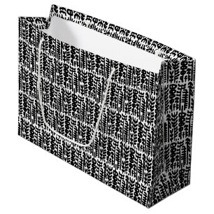 Grand Sac Cadeau Motif à l'encre noire d'arbre de course