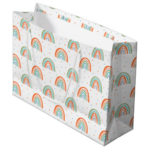 Grand Sac Cadeau Motif à point arc-en-ciel coloré