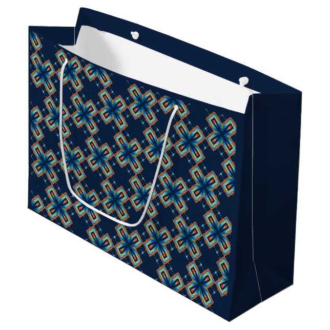 Grand Sac Cadeau Motif abstrait de Blue X (Devant Angle)