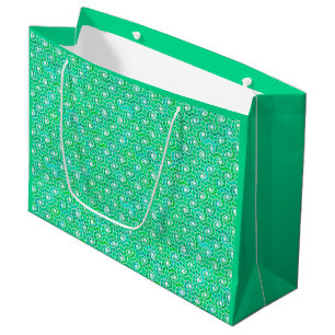 Grand Sac Cadeau Motif Abstrait tourbillon - nuances de vert jade