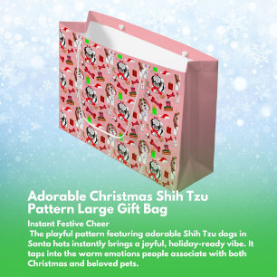 Grand Sac Cadeau Motif Adorable Noël Shih Tzu