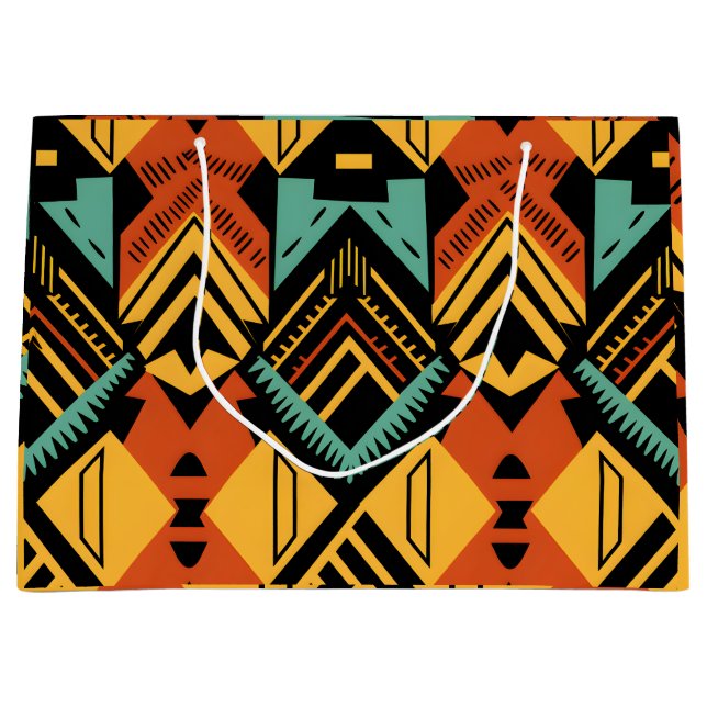 Grand Sac Cadeau Motif africain dynamique (Devant)