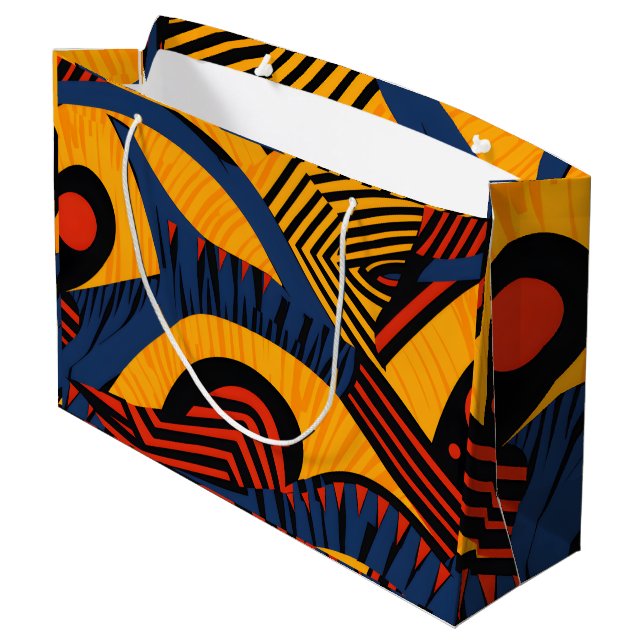 Grand Sac Cadeau Motif africain dynamique (Dos Angle)